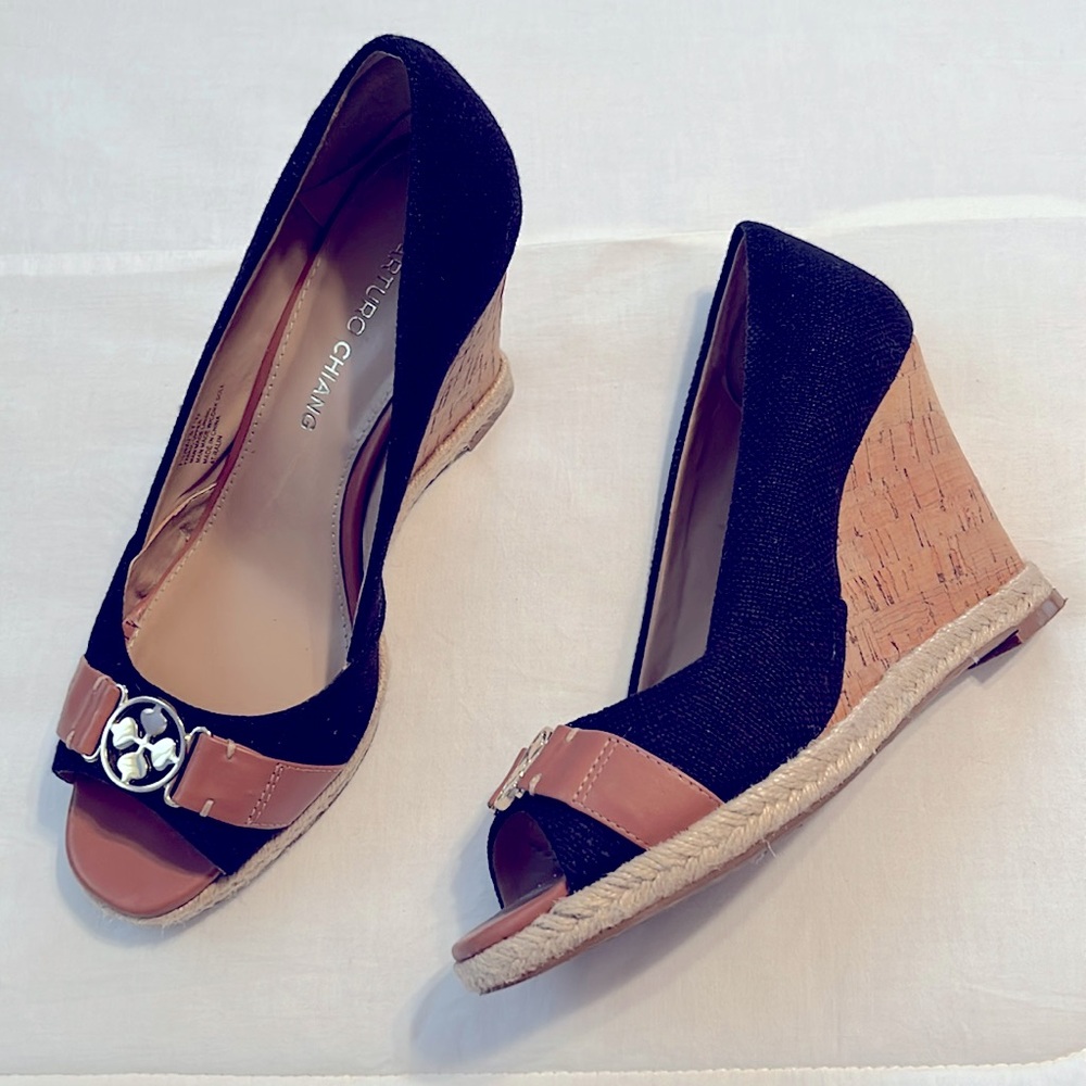 Arturo Chiang Women’s Peep Toe Cork Wedge Size 7 1/2 - 37 1/2